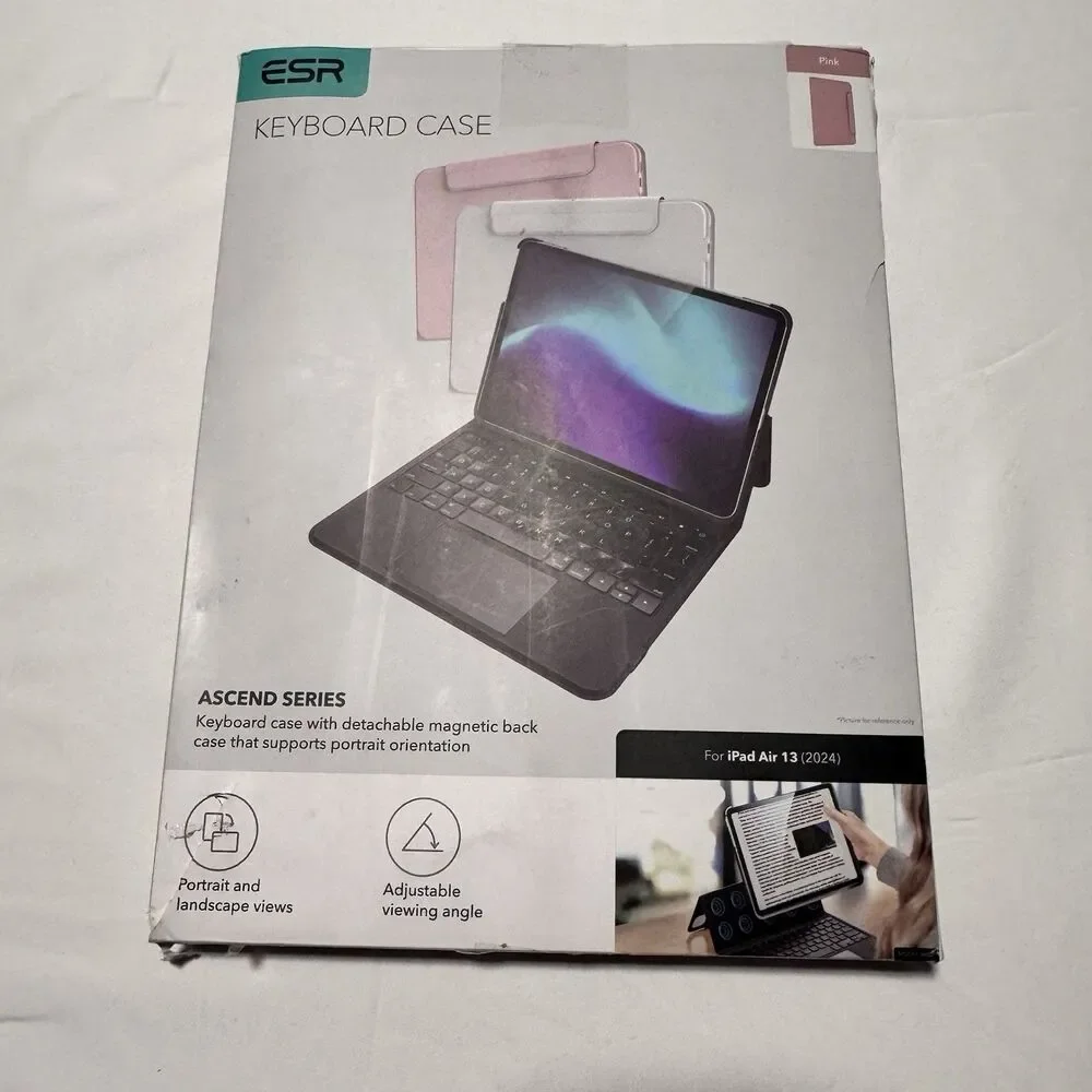 iPad Air 13 Inch Case with Keyboard,EST Ascend,Pink Magnetic Detachable Keyboard